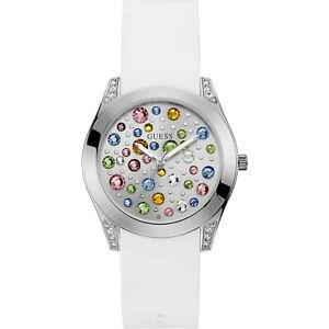 ̵ӻסåꥳӥorologio guess wonderlust w1059l1 watch silicone bianco donna zirconi 39 mm