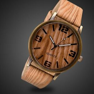 ̵ӻסեå󥫥奢쥶ȥåfashion 2018 women men quartz wristwatches casual wooden color leather strap