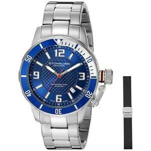 腕時計　オリジナルメンズスチールブレスレットスイスクオーツstuhrling original mens 42mm steel bracelet swiss quartz watch 67602set