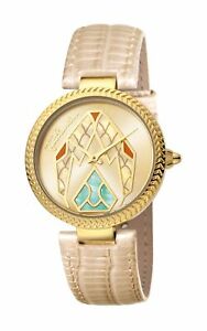 【送料無料】腕時計　キャバリゴールドスチールアーモンドレザーウォッチjust cavalli womens jc1l045l0045 magnifica gold ip steel almond leather watch