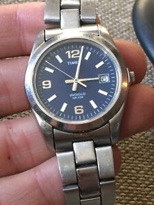 【送料無料】腕時計　montre timex indiglo acier cadran bleu date