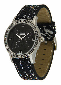 【送料無料】腕時計　パリノワールノワールブレスレットスワロフスキーエレメントmoog paris montre femme avec cadran noir, elments swarovski, bracelet noir