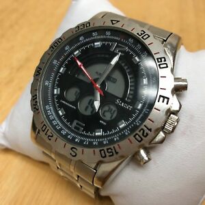 【送料無料】腕時計 ベゼルアナログデジタルクォーツアラームクロノグラフウォッチバッターstauer men moving bezel analog digital quartz alarm chrono watch hour~ batter