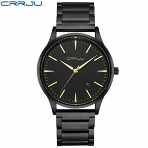 【送料無料】腕時計　ゴールドビジネスユニークウォッチcrrju gold watch men luxury business man watch golden waterproof unique fashi