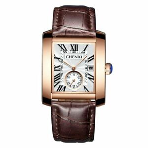 【送料無料】腕時計　ユニークデザインローズゴールドカレンダーストップウォッチluxury chenxi square men watches unique design rose gold calendar stop watch