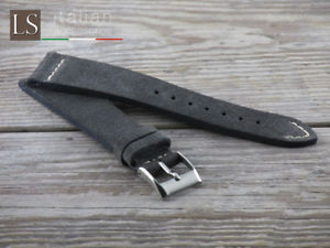 【送料無料】腕時計 ビンテージウォッチストラップcinturino in pelle scamosciata ls vintage country 18 20 22 watch strap grigio