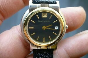 腕時計　レディースヴィンテージウォッチladies 23mm guy laroche quartz eta 7j leather 6 12 wrist vintage watch
