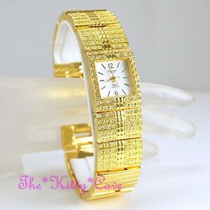 【送料無料】腕時計 レディースゴールドカフスワロフスキークリスタルウォッチomax ladies gold plt waterproof statement cuff watch w swarovski crystals jes002