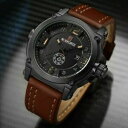 【送料無料】腕時計 ファッションスポーツレザークオーツfashion wristwatch watch men military sport waterproof leather quartz watch man
