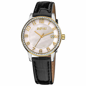 【送料無料】腕時計 シュタイナーパールスイスクオーツ womens august steiner as8056yg swiss quartz mother of pearl crystal watch