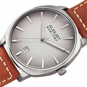 【送料無料】腕時計　シュタイナータンレザーストラップシルバーストーンウォッチmens august steiner as8245ygbr tan silver tone stiched leather strap watch