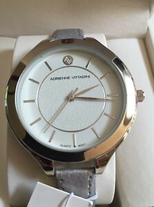 【送料無料】腕時計　ウォッチシルバーホワイトレザーファッションadrienne vittadini watch ad8677s125004 womens leather silverwhite fashion