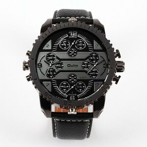 【送料無料】腕時計 サイズブレスレットノワールエクスgrosse montre oulm 6cm, bracelet cuir noir boite et coussinet, neuve