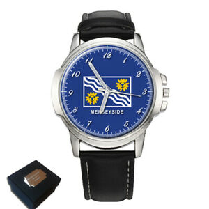 【送料無料】腕時計　マージーサイドメンズmerseyside county flag mens wrist watch engraving birthday fathers day gift
