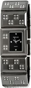 【送料無料】腕時計 レディースブラックチタンメタルラインストーンアナログクォーツexcellanc damenuhr schwarz titanlook strass analog metall quarz x152871000010