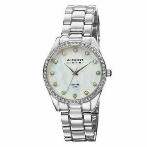 【送料無料】腕時計 シュタイナーパールタイガーアイwomens august steiner as8072ssg mother of pearl genuine tiger eye stone watch
