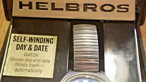 【送料無料】腕時計　ビンテージステンレススチールウィンドウvintage helbros 17 jewels stainless steel selfwinding watch w daydate window