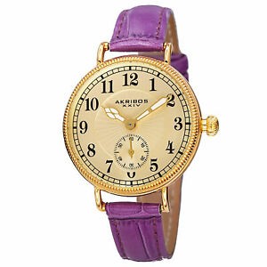 womens akribos xxiv ak828pu quartz goldtone bright purple leather strap watchクォーツゴールドトーンパープルレザーストラップウォッチ※注意※NYからの配送になりますので2週間前後お時間をいただきます。人気の商品は在庫が無い場合がございます。ご了承くださいませ。サイズの種類の商品は購入時の備考欄にご希望のサイズをご記載ください。　携帯メールでの登録ですと楽天からのメールが届かない場合がございます。