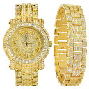 【送料無料】腕時計 メンズファッションアイスメタルウォッチブレスレットセットmens fashion iced out heavy stoned metal w...