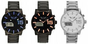 【送料無料】腕時計 メンズデュアルタイムアンプデジタルアナログメタルウォッチクラスプsoftech mens dual time analog amp; digital metal watch fold over clasp quartz