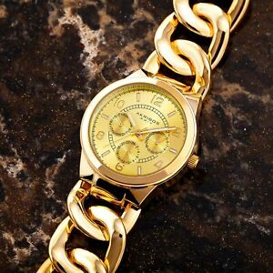 【送料無料】腕時計　チェーンクォーツマルチファンクションブレスレット womens akribos xxiv ak531yg twist chain quartz multifunction bracelet watch