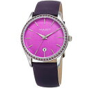 【送料無料】腕時計 レザーストラップラウンドケースwomens akribos xxiv ak964pu silver round case date purp...