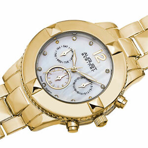 【送料無料】腕時計　シュタイナースイスゴールドトーンウォッチ womens august steiner as8107yg swiss quartz crystal mop goldtone watch