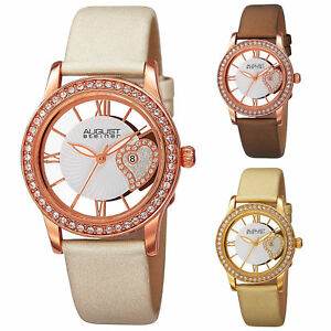 【送料無料】腕時計　＃シュタイナースワロフスキークリスタルベゼルサテンレザーウォッチwomen039;s august steiner as8176 swarovski crystal bezel date satin leather watch