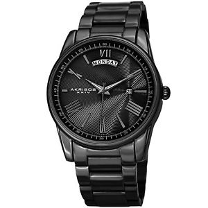 【送料無料】腕時計　ステンレススチールブレスレット mens akribos xxiv ak1039 quartz day date stainless steel bracelet watch
