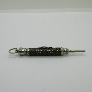 【送料無料】腕時計　アンティークブリタニーシルバーストーンブロンズフォブantique 1800s bretagne a ma vie heraldic crest silver tone and bronze pencil fob