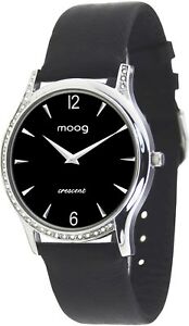 腕時計　パリノワールノワールブレスレットスワロフスキーエレメントmoog paris montre femme avec cadran noir, elments swarovski, bracelet noir