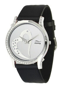 【送料無料】腕時計 パリエレメントスワロフスキーブレスレットノワールmoog paris montre femme avec cadran argent, elments swarovski, bracelet noir