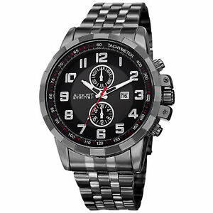 【送料無料】腕時計　シュタイナータイムゾーンタキメーターウォッチスチールmens august steiner as8153bk two time zone date quartz tachymeter steel watch