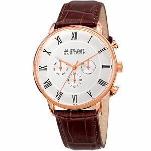 【送料無料】腕時計　シュタイナータイムゾーンレザーウォッチmens august steiner as8214rg two time zone date complication leather watch