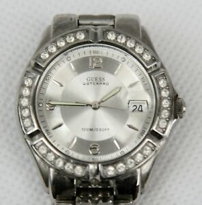 【送料無料】腕時計 レディースステンレススチールクリスタルアクセントguess waterpro womens stainless steel crystal accented watch 12 month guaranteed