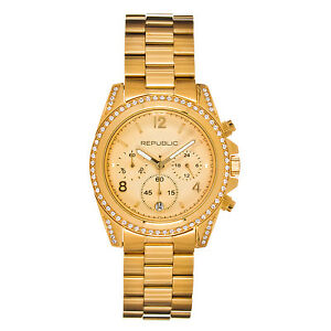 【送料無料】腕時計 ステンレススチールクロノグラフrepublic womens stainless steel glitz chronograph watch rp2101