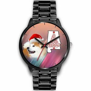楽天hokushin【送料無料】腕時計　クリスマスアラバマakita dog on christmas alabama wrist watchfree shipping