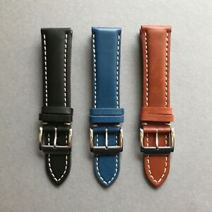 【送料無料】腕時計　ワイドイタリアンカーフレザーウォッチストラップイタリア20mm 22mm 24mm italian calf leather watch strap for breitling handmade in italy