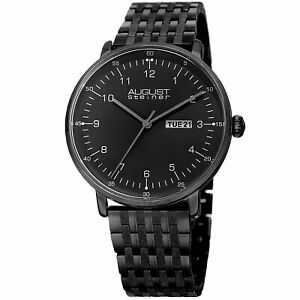 【送料無料】腕時計 #シュタイナークォーツスチールダブルフォールドブレスレットmen039;s august steiner as8215bk quartz date steel double folding bracelet watch