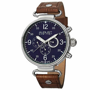 【送料無料】腕時計　シュタイナースイスクオーツ mens august steiner as8131bu swiss quartz daydate brown leather watch