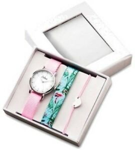 【送料無料】腕時計　キッズピンクフラミンゴウォッチストラップハートブレスレットcolori kids pink watch w flamingo strap amp; heart bracelet set