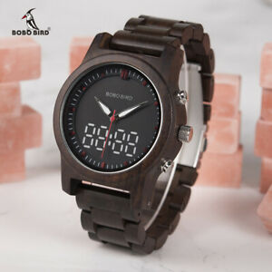 【送料無料】腕時計 ボボラグジュアリーデジタルクリスマスbobo bird luxury men watches led digital double display wood xmas gifts for him