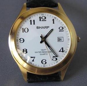 【送料無料】腕時計　シャープブレスレットsharp quartz date watch with leather bracelet