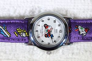 【送料無料】腕時計 オートバイqamp;q with tag cars planes motorcycle boys purple nwt working watch