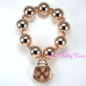 【送料無料】腕時計 デザイナーローズゴールドメッキカフブレスレットボールビーズウォッチdesigner rose gold plated big chunky ball beads boho cuff bracelet charm watch 【送料無料】腕時計 デザイナーローズゴールドメッキカフブレスレットボールビーズウォッチdesigner rose gold plated big chunky ball beads boho cuff bracelet charm watch