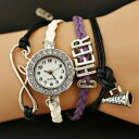 yzrv@`A[fBOuXbgy_gdiy cheerleading woven bracelet pendant quartz watch purple cheer