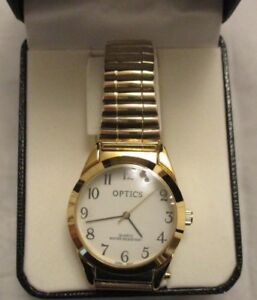 【送料無料】腕時計　ゴールドトーンステンレススチールoptics gold tone stainless steel watch, water resistant