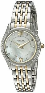 【送料無料】腕時計 レディースブランドパルサートーンスワロフスキークリスタルドルwomens brand pulsar watch pm2233 two tone with swarovski crystals 145