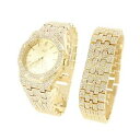 yzrv@YS[hEHb`uXbgeNmZbgmens iced out presidential look gold finish watch bracelet set techno pave