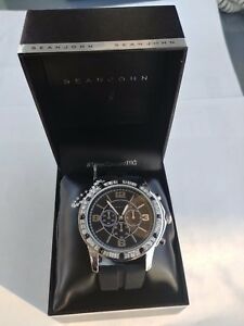 【送料無料】腕時計　ブランドショーンジョンメンズステンレススチールブラックシリコンストラップ